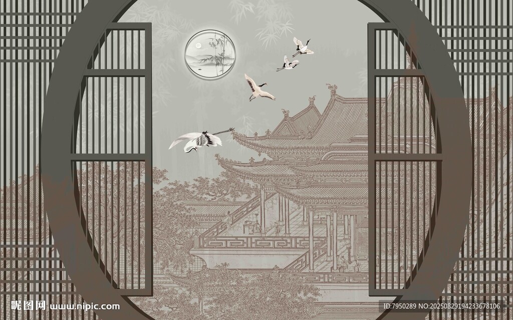 中式窗景中的古韻風光