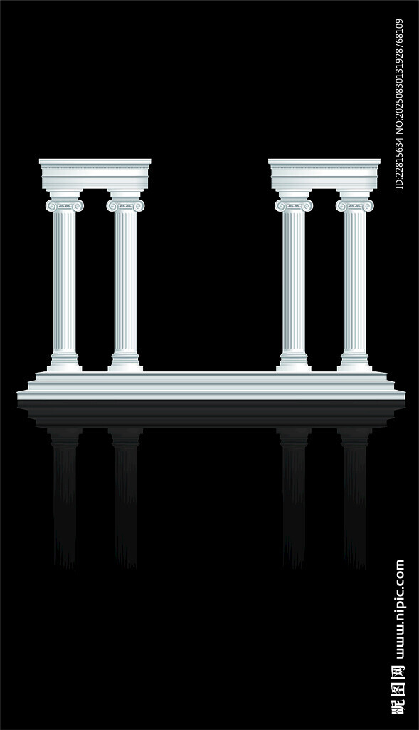 矢量逼真羅馬柱建筑