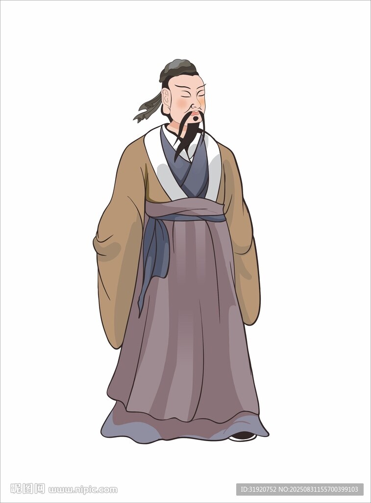 莊子形象矢量圖