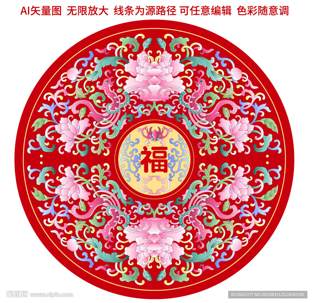 纏枝蓮紋喜慶花紋吉祥雙鳳福紋樣