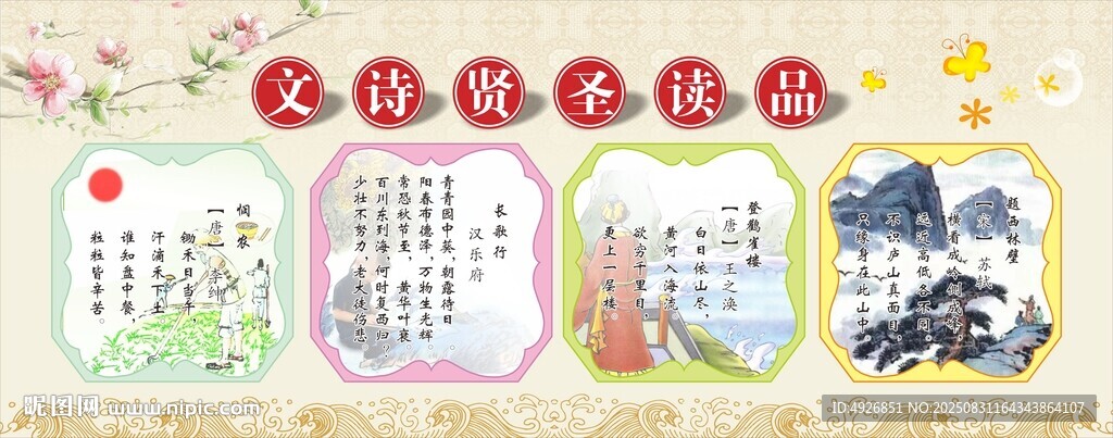 文詩(shī)賢圣閱讀展板