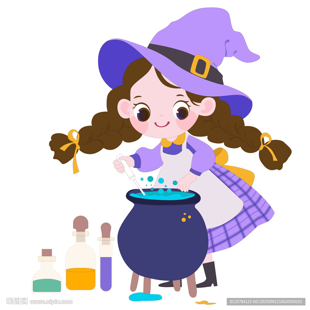 萬圣節(jié)小女巫做魔法實驗可愛女孩