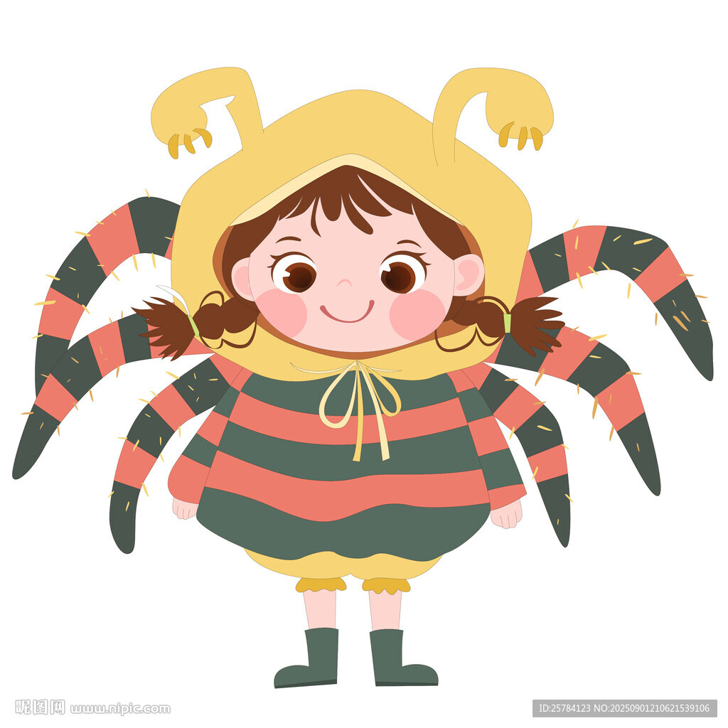 萬(wàn)圣節(jié)穿蜘蛛服可愛(ài)女孩兒童插畫(huà)