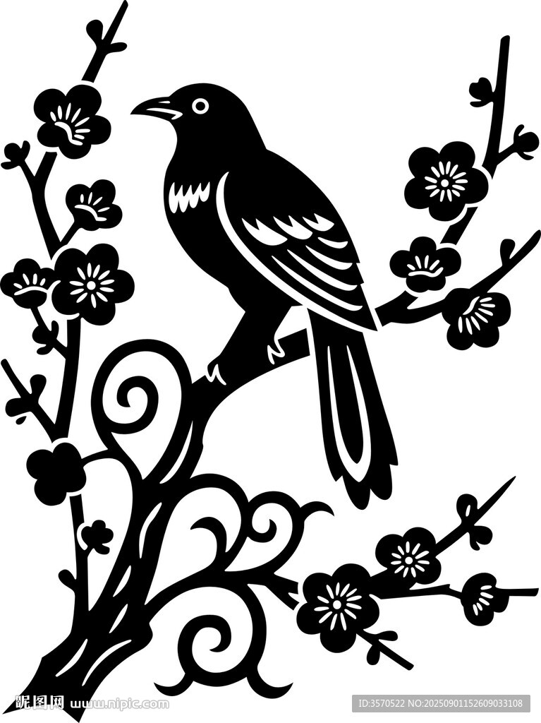 花鳥剪影圖案