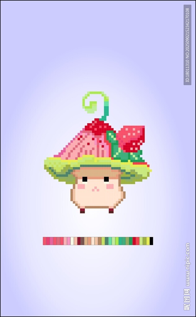 戴西瓜帽的可愛小倉鼠像素十字繡