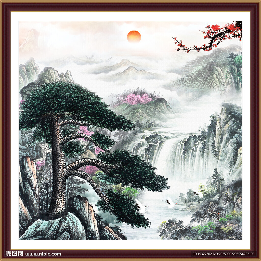 迎客松壁畫(huà) 辦公室迎客松