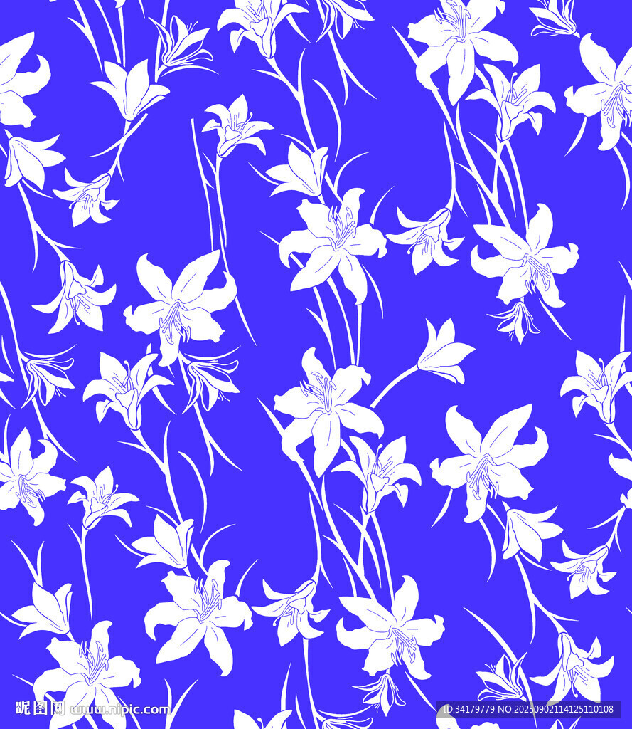 藍(lán)底白花圖案紋理