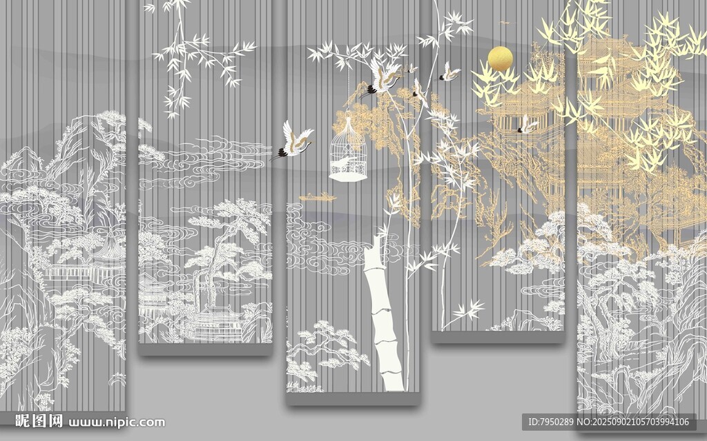新中式山水裝飾畫組合