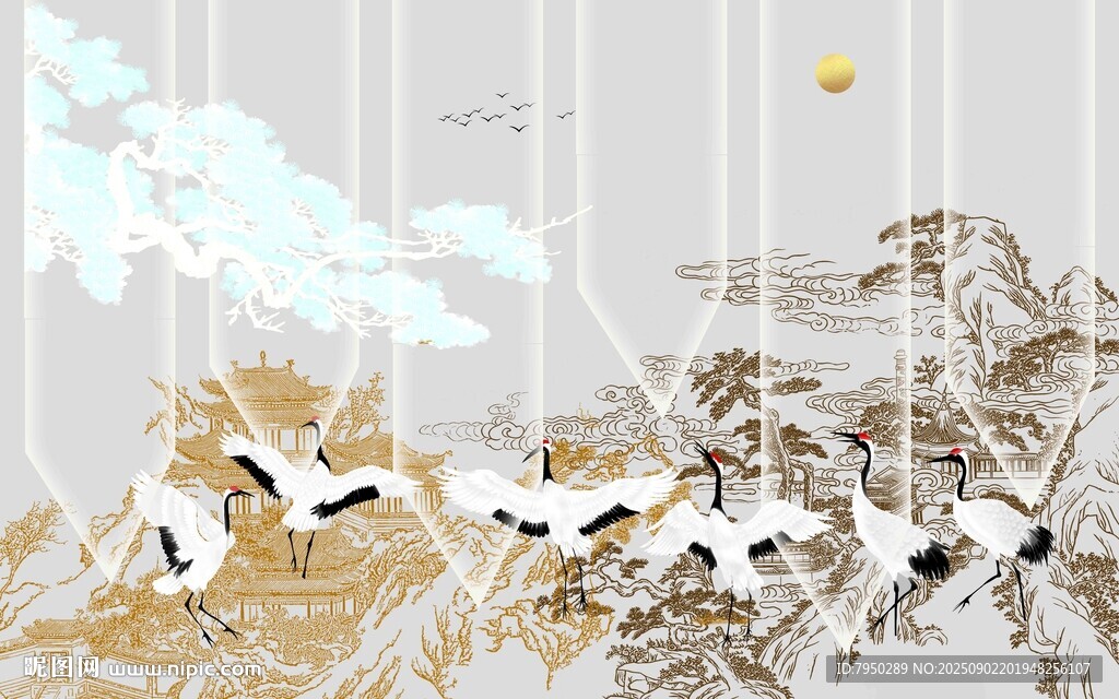 中式飛鳥水墨藝術(shù)圖景