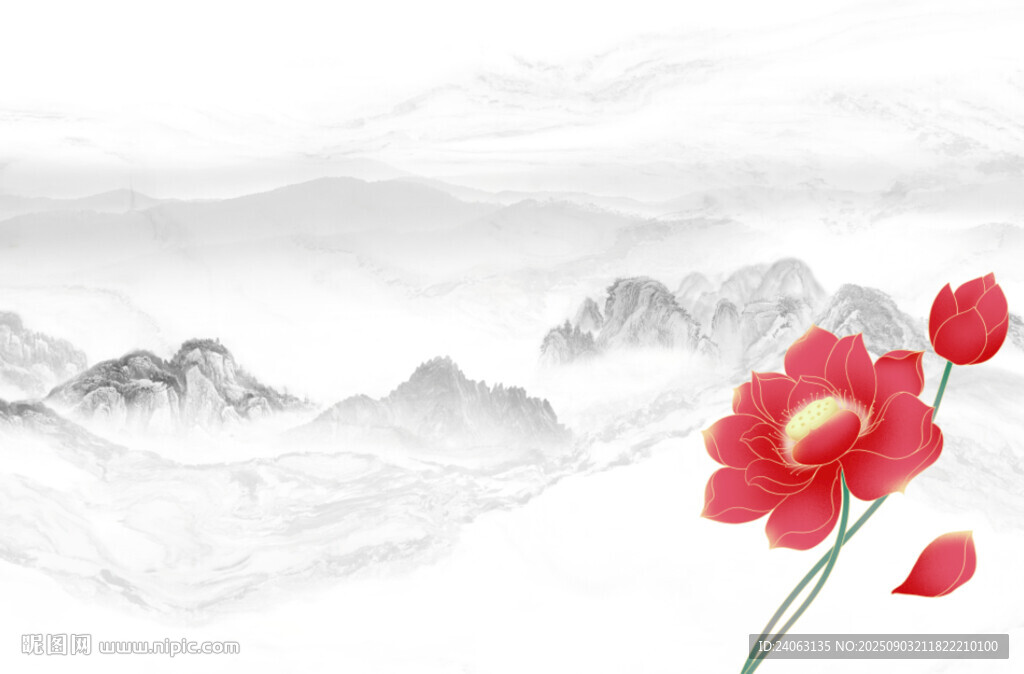 水墨山水背景墻