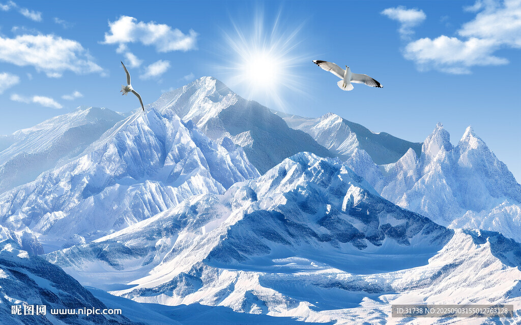 雪山風(fēng)景背景墻畫(huà)壁紙