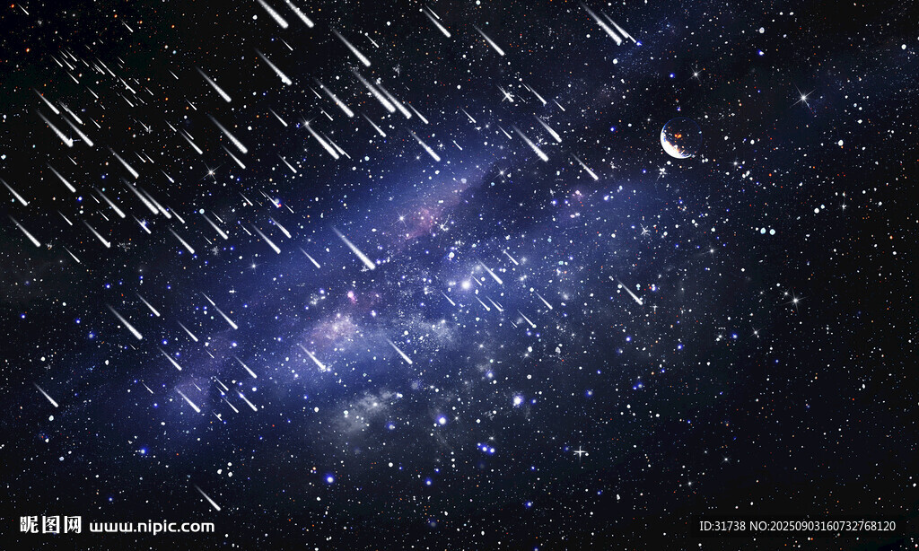 流星雨星空背景圖