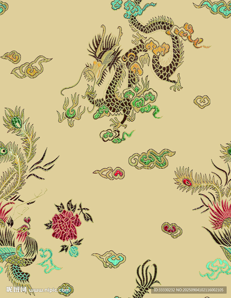 中式龍紋花卉傳統(tǒng)圖案
