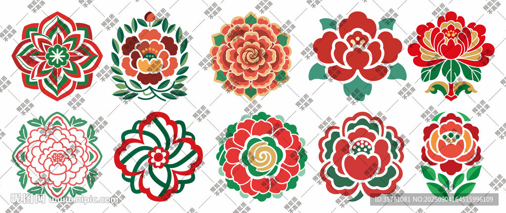 牡丹花矢量圖