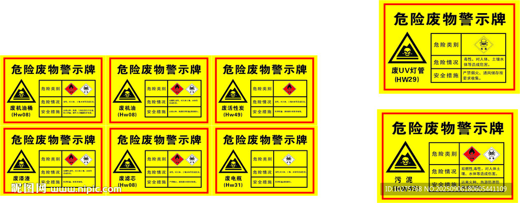 危險(xiǎn)廢物警示黃色警示標(biāo)簽貼紙