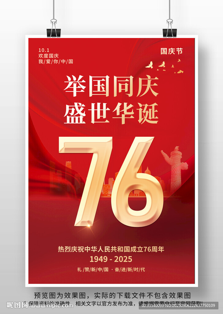 國慶節(jié)76周年海報(bào)