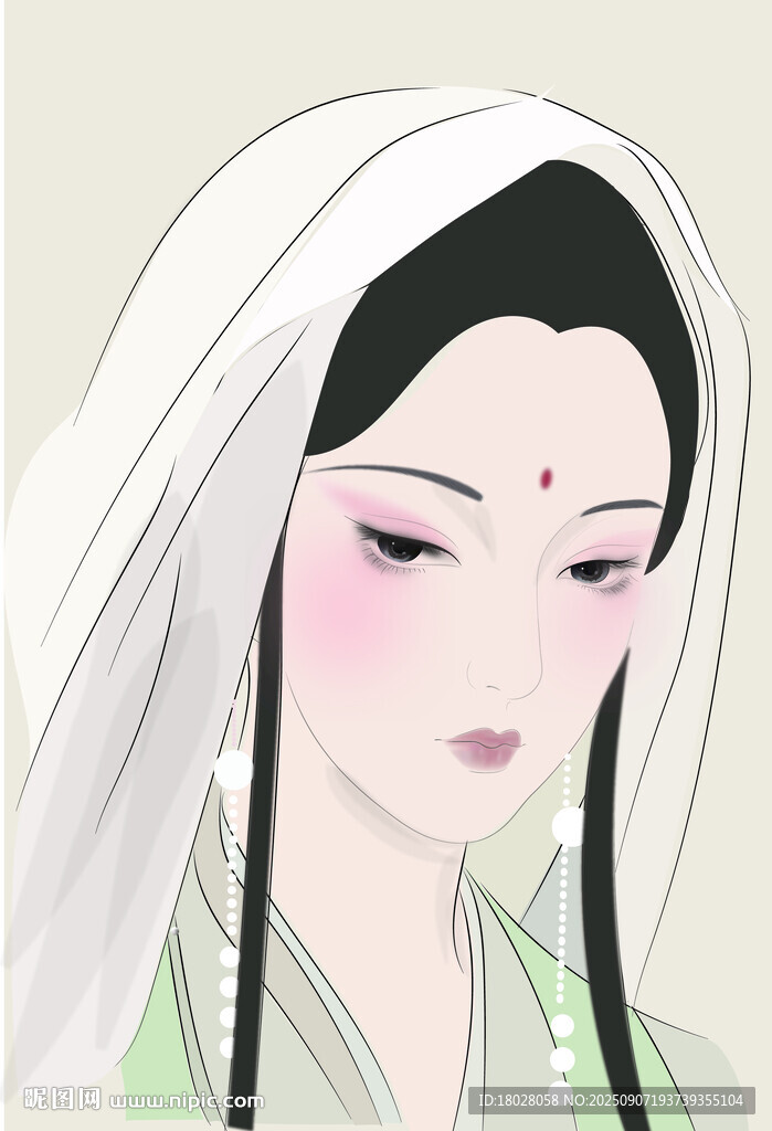 矢量古風(fēng)美人側(cè)顏人物