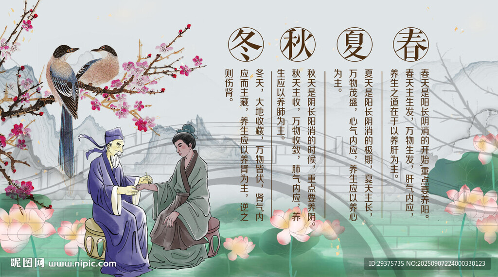 四季養(yǎng)生背景墻