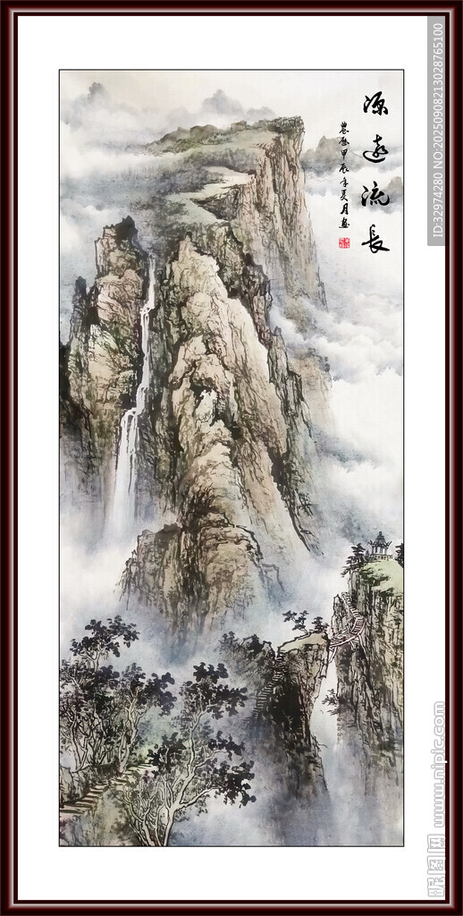 豎幅玄關(guān)山水畫