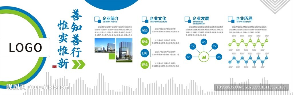 藍(lán)色企業(yè)發(fā)展歷史文化墻