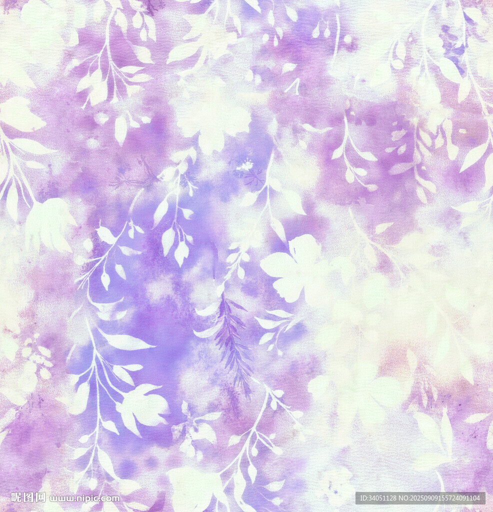 夢幻紫色花卉水彩背景圖