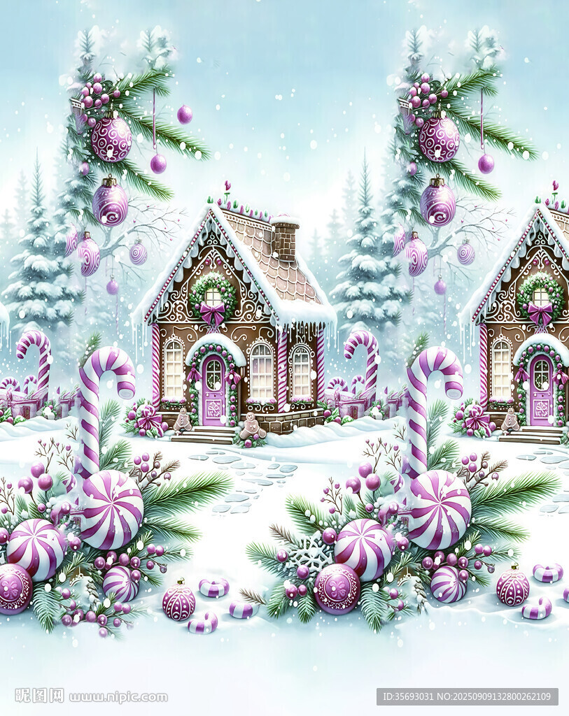 冬日夢幻圣誕小屋景觀