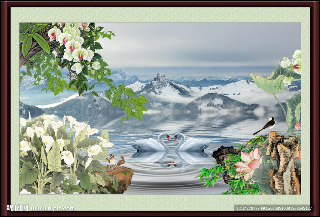 海邊花卉風景圖