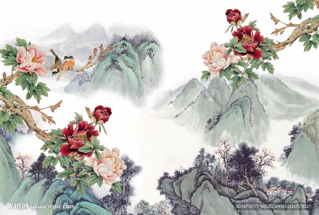 國畫山水花卉圖
