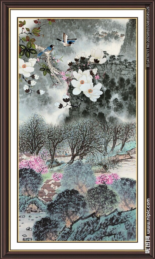 中式水墨山水花鳥裝飾畫