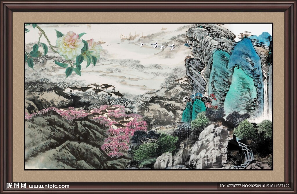 中式山水花鳥裝飾畫