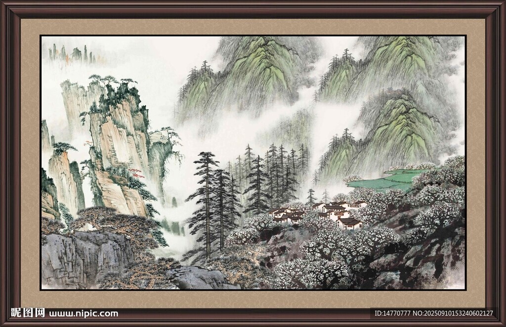 中式山水墨畫風景