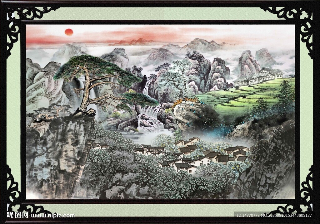 山水國畫美景