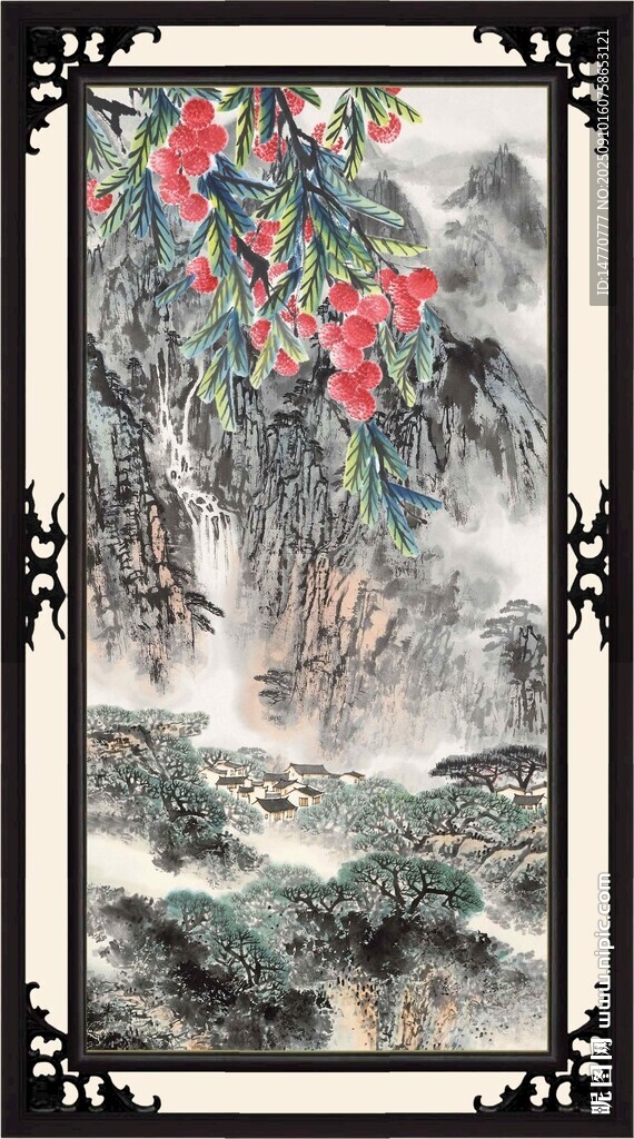 中式山水花卉裝飾畫