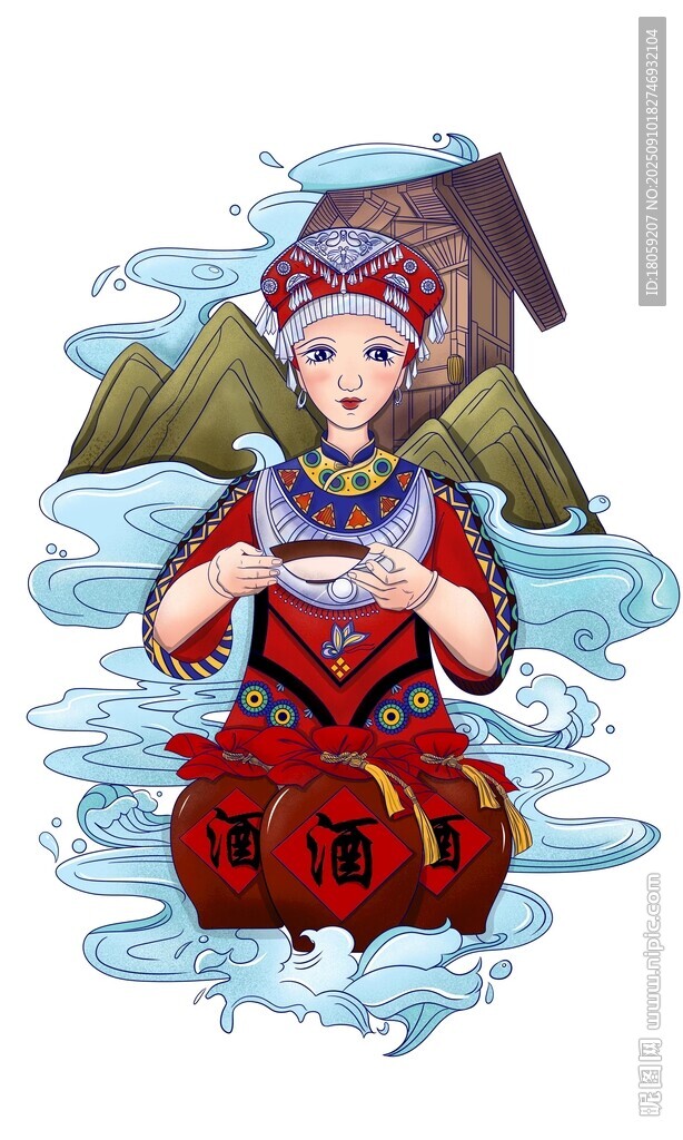 白酒包裝插畫手繪