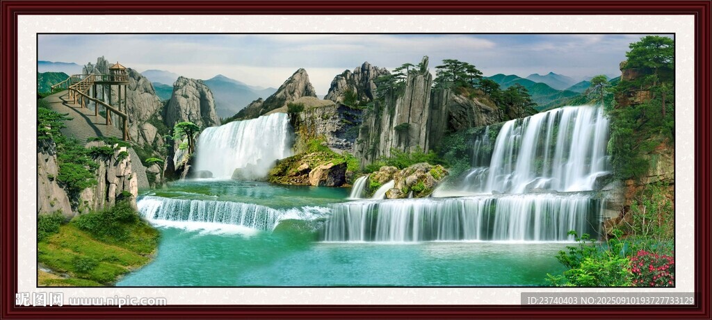 壯麗山水瀑布風(fēng)景圖