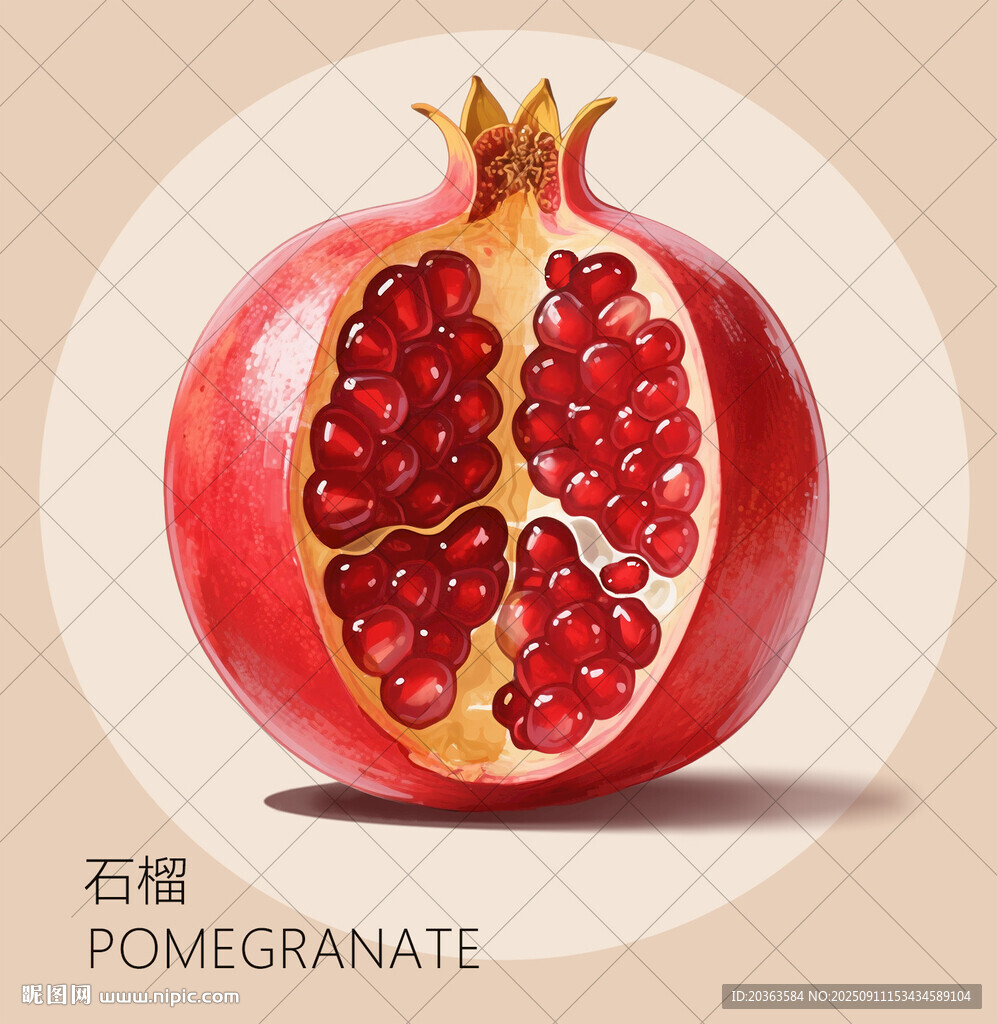 手繪紅石榴包裝插畫
