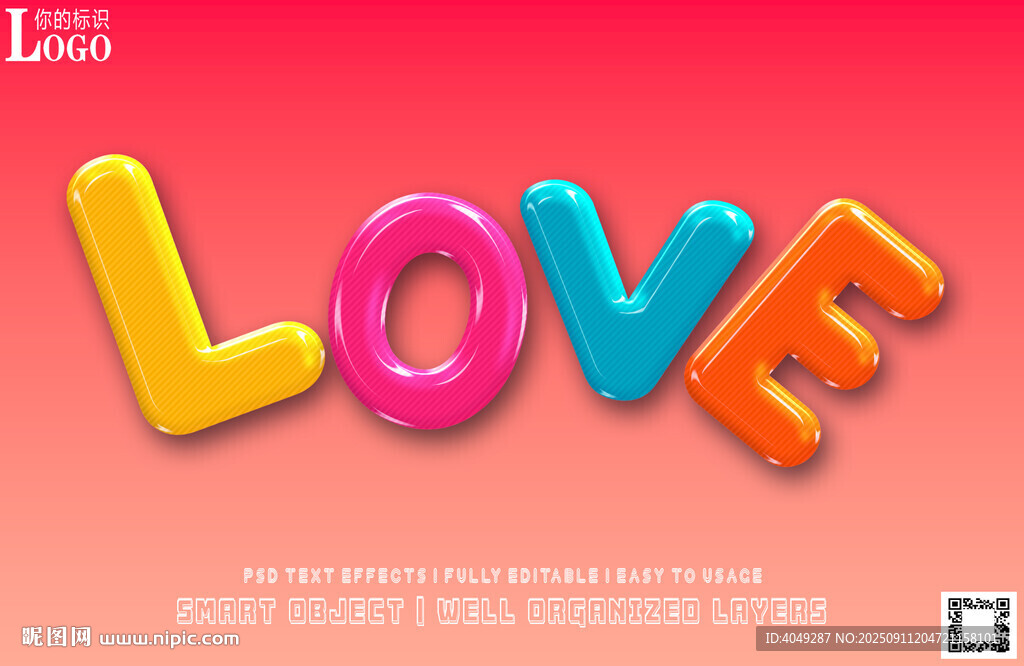 彩色立體字母LOVE展示