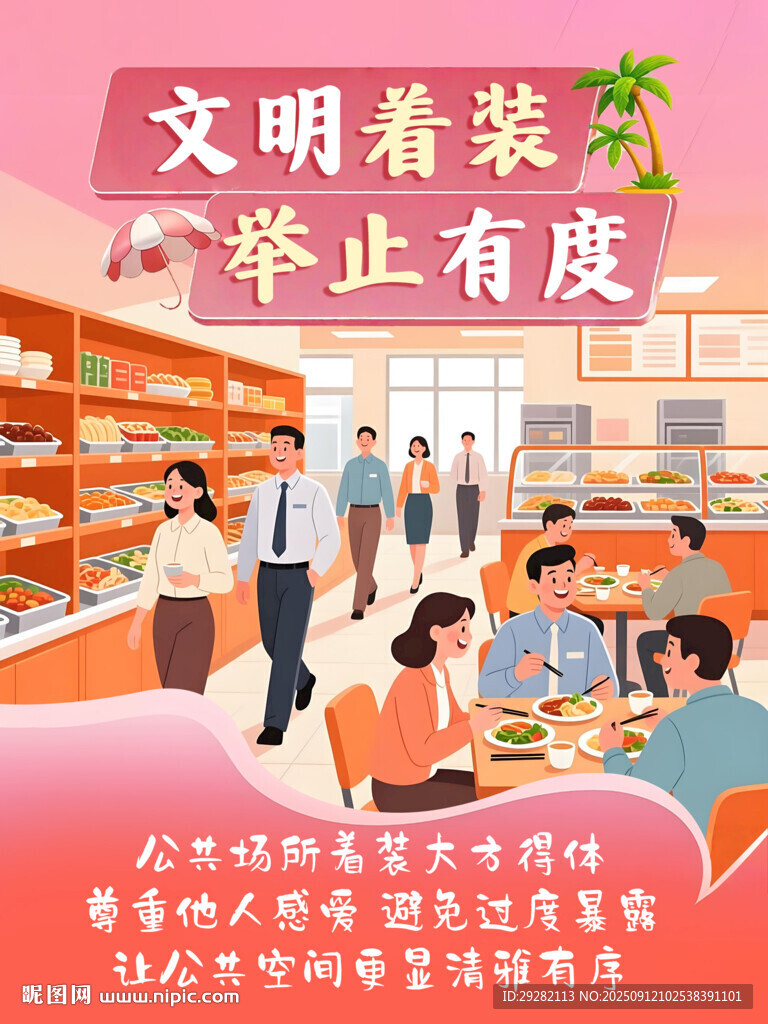 文明著裝舉止有度文明餐廳宣傳圖