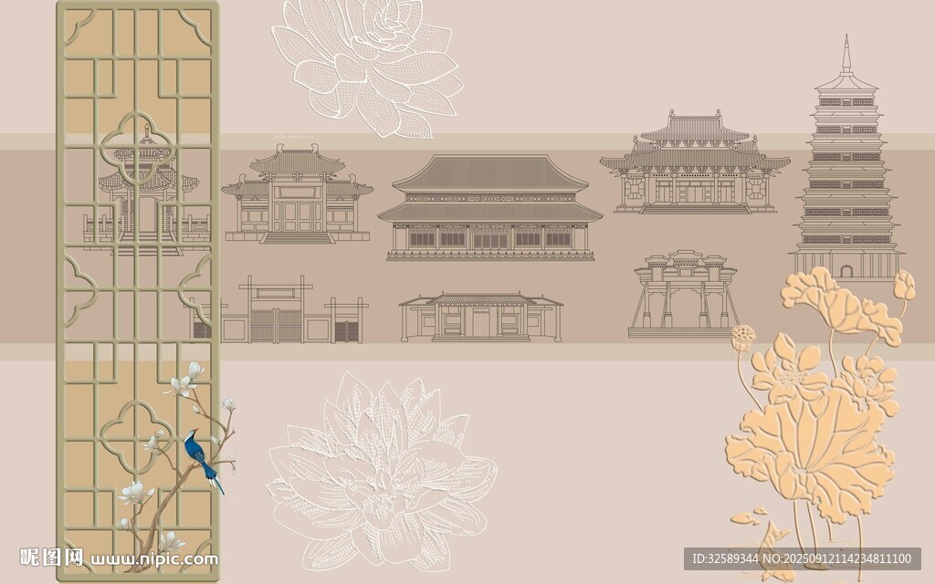 中式古風建筑景觀圖