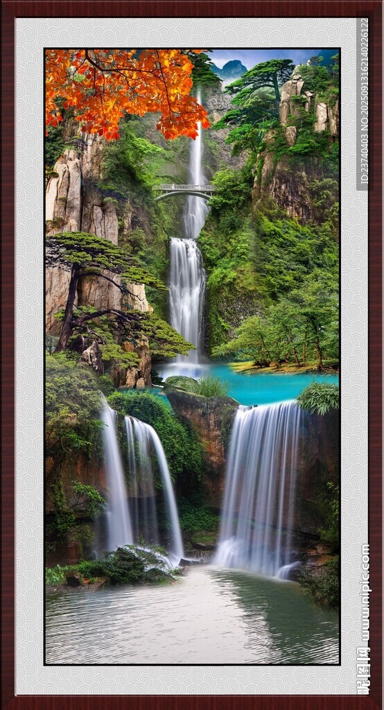 壯麗山間瀑布風(fēng)景圖