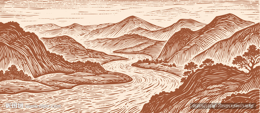線條山水