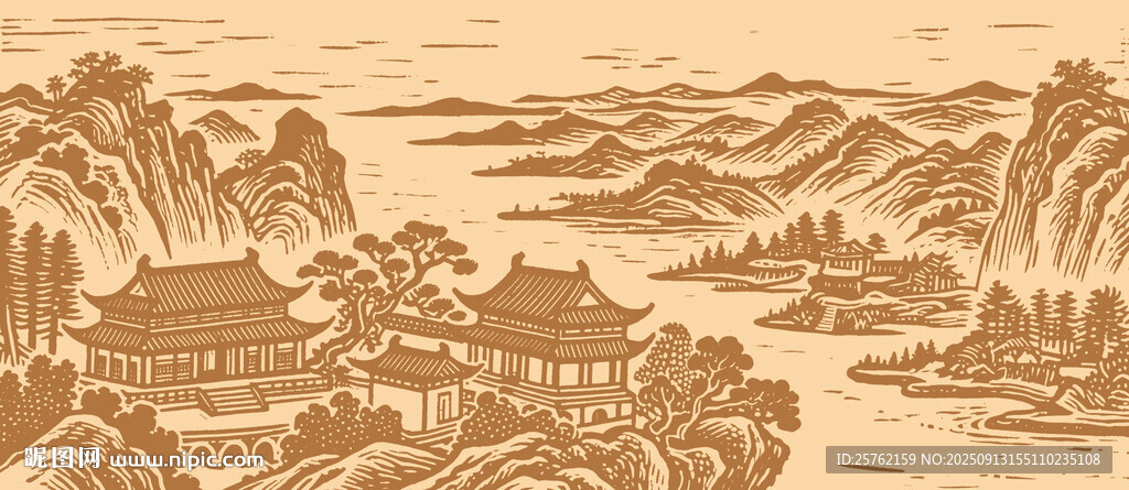 山水插畫