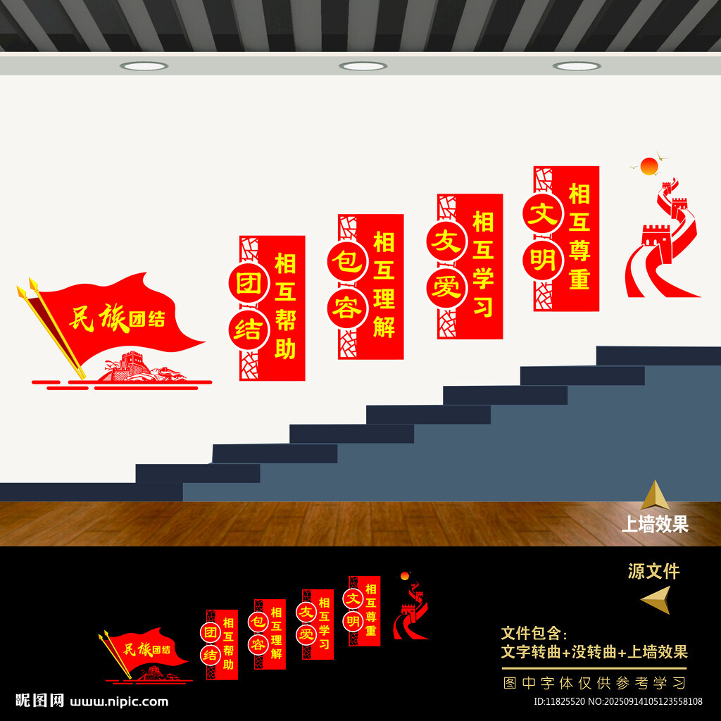 民族團(tuán)結(jié)樓梯間樓道文化墻