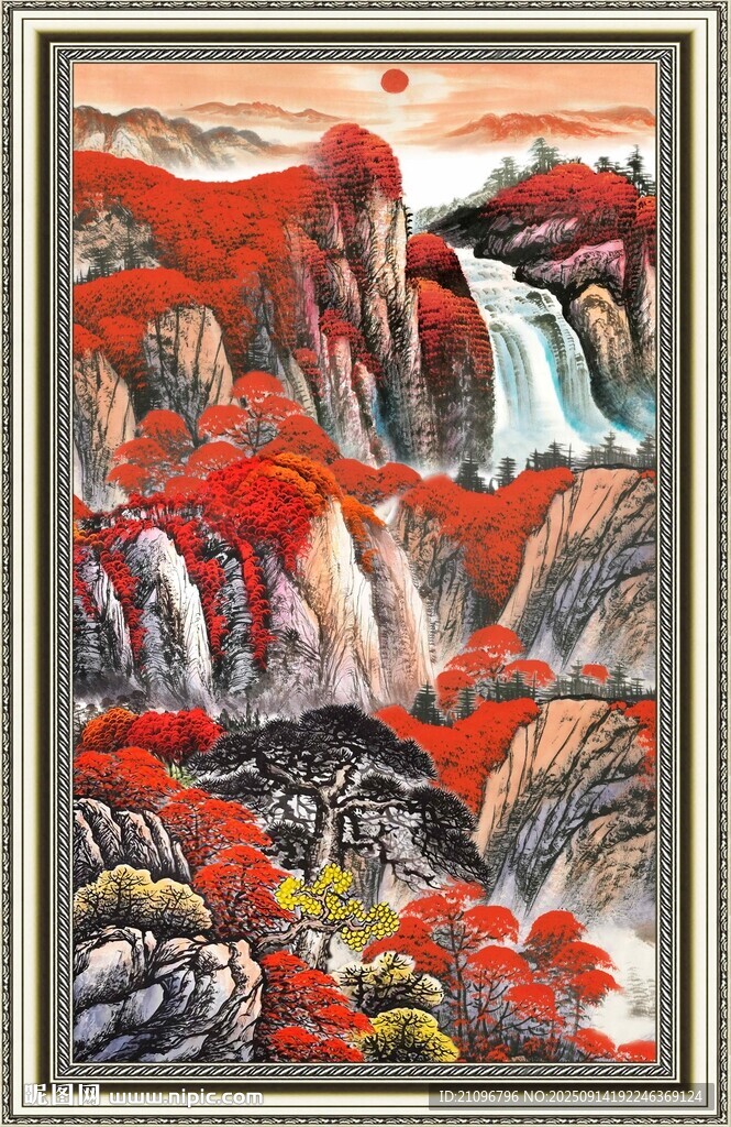 壯麗山水國畫景觀