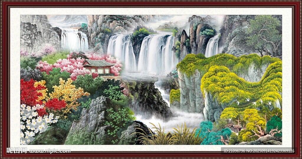 山水花卉國畫風景圖