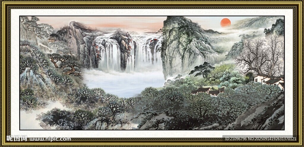 中式山水國畫風(fēng)景圖