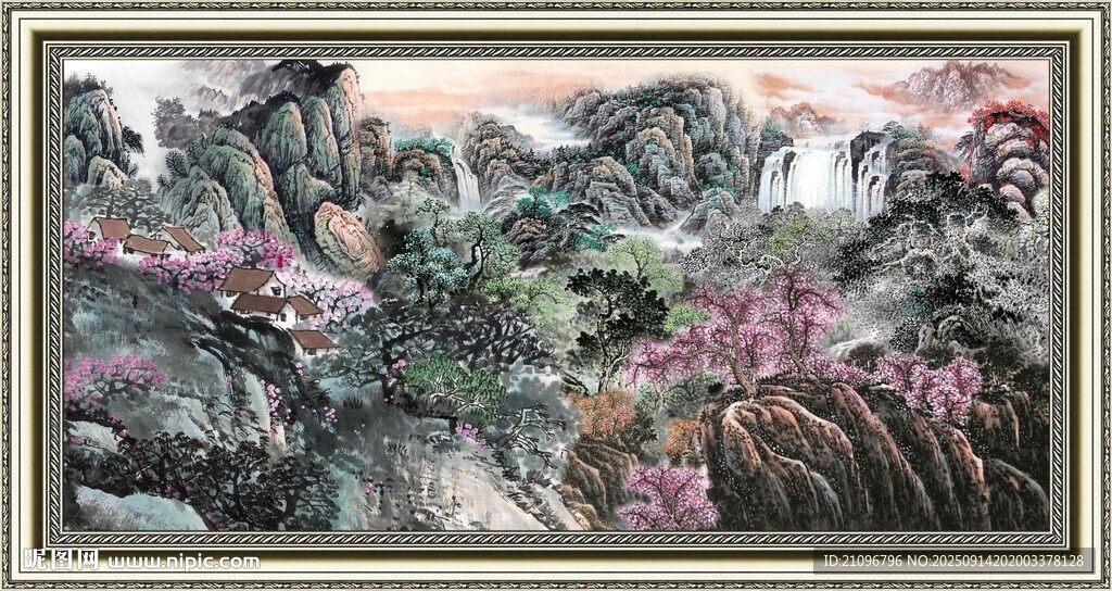 水墨山水花