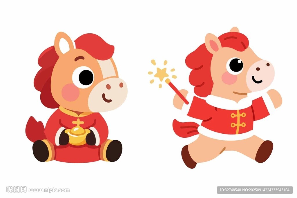 2026年可愛小馬玩偶喜慶裝扮