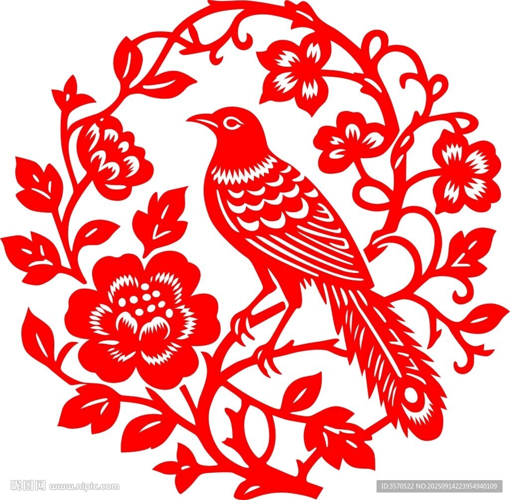 中式花鳥剪紙藝術(shù)圖案