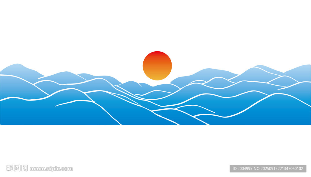 海上日出波浪壯闊景象